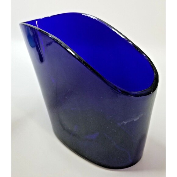 Vintage Hand Blown Art Glass Cobalt Blue Heavy Thick - Picture 5 of 9